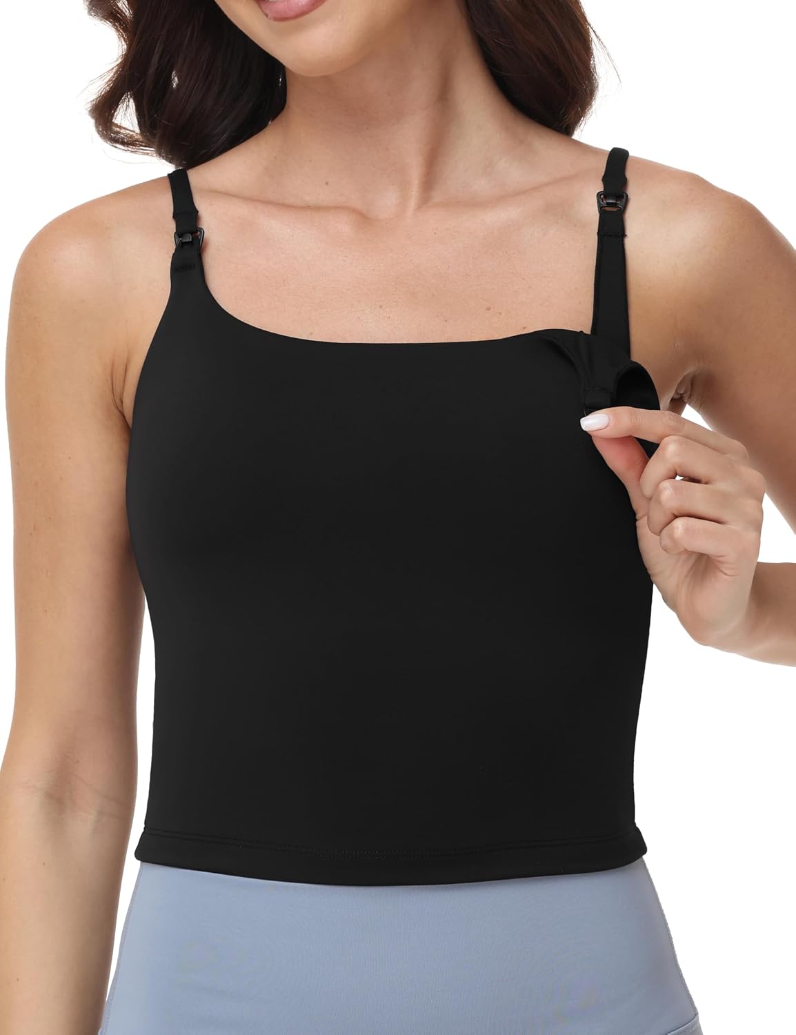 Foucome Nursing Tank Tops for Breastfeeding Scoop Neck U Back Adjustable Straps Nursing Camisoles Yoga Workout Shirts