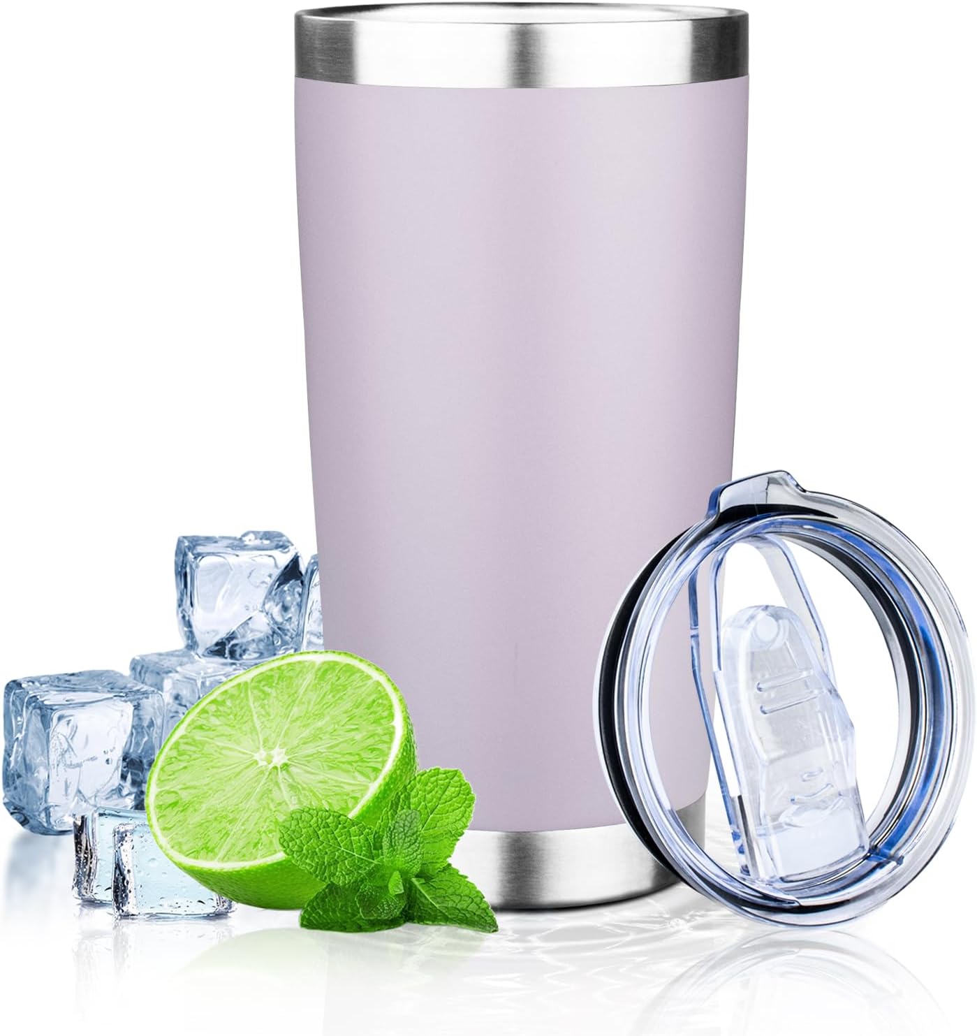 FLIFQI 20oz Tumbler with Lid Double Wall Vacuum Insulated Travel Coffee Mug Stainless Steel Thermal Cup Powder Coated Sturdy Coffee Tumbler for Hot and Cold Beverage (Purple,1)