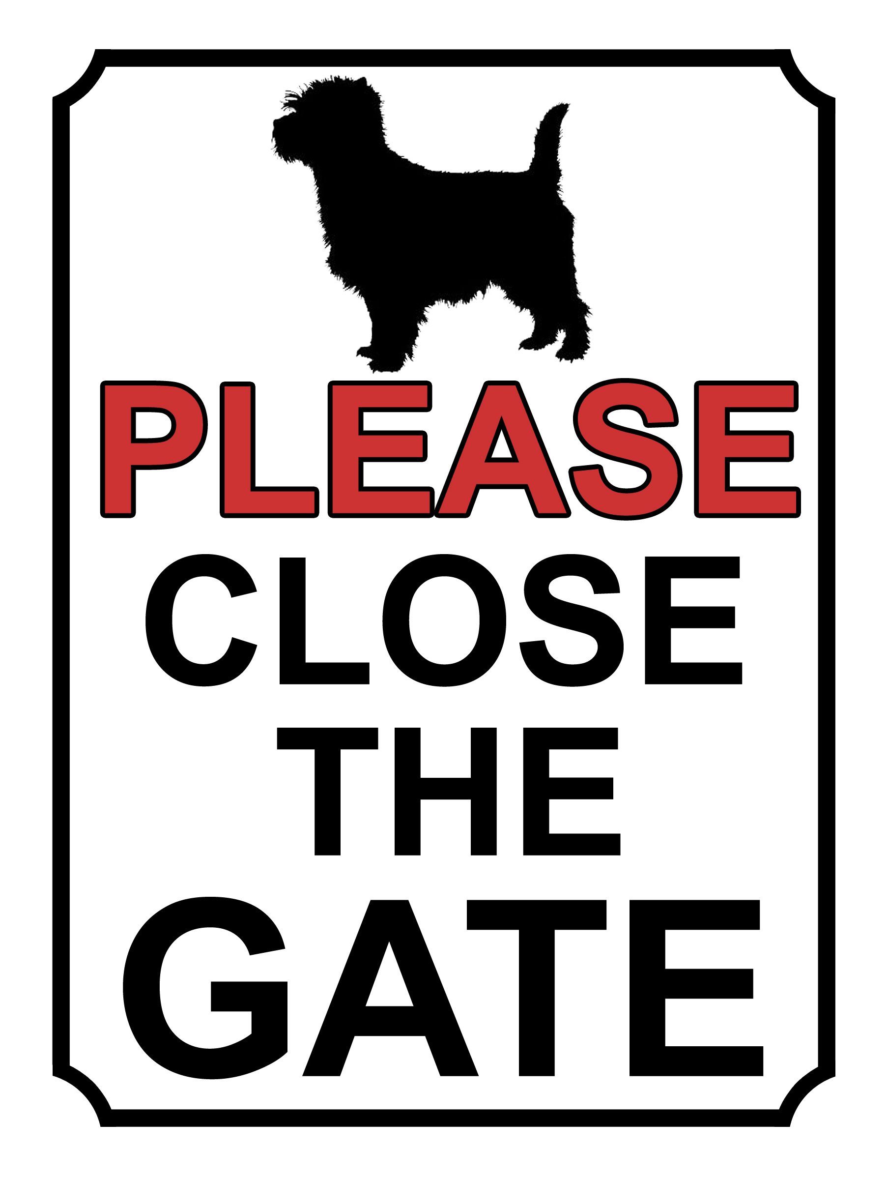 SHAWPRINT PLEASE CLOSE THE GATE DOG THEME METAL SIGN 267MM X 200MM (405H1L) LARGE 10" X 8", 10” x 8”