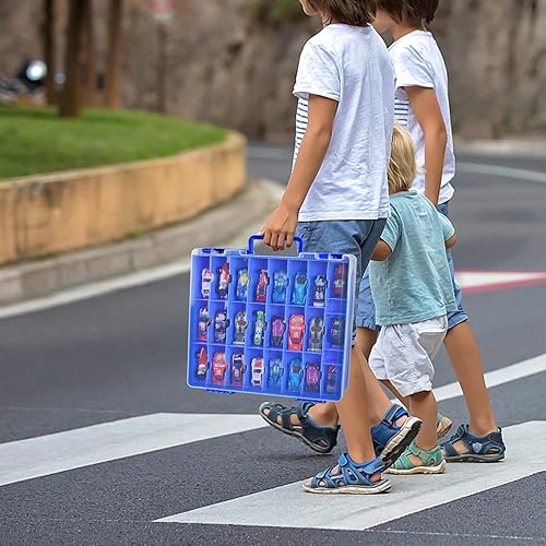 Miniatura 7 de Estuche organizador de almacenamiento de autos de juguete compatible con Hot Wheelspara autos Matchbox. Soporte de contenedor de transporte para