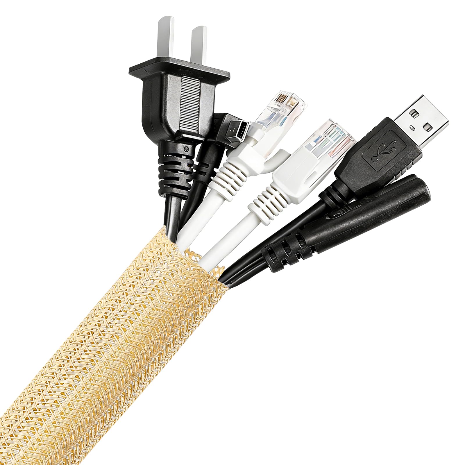 AGPTEK Cable Sleeve, 20ft - 1 inch Cable Management Cord Hider, Wood Color