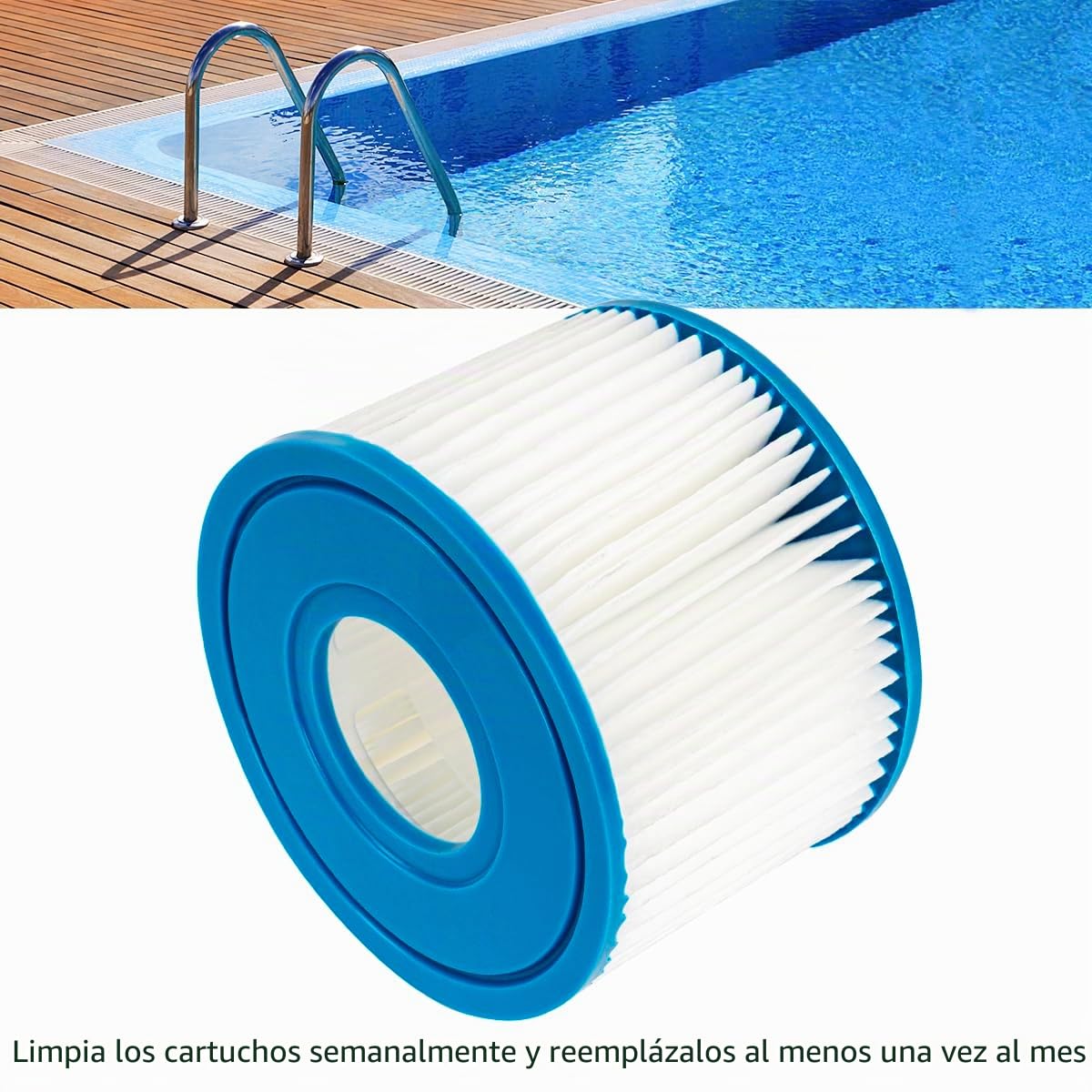 6 cartuchos de filtro de piscina tipo S1 compatibles con Intex PureSpa, para 29001E PureSpa Catridge