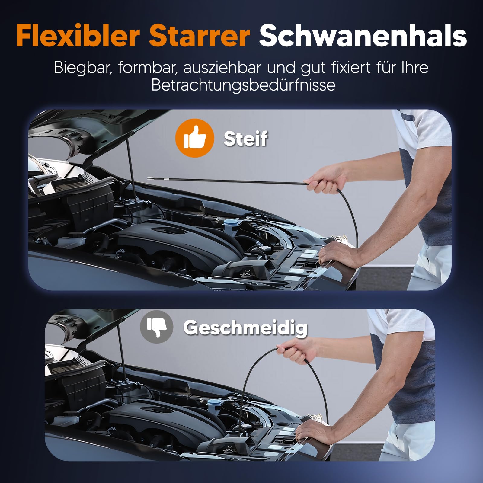 Endoskopkamera mit Licht 6,2mm 210° Drehbar Rohrkamera 1080P HD Inspektionskamera 7 Zoll IPS Endoskop Kamera Endoscope Camera IP67 Wasserdichtes 32 GB Speicherkarte für Auto Rohrreiniger