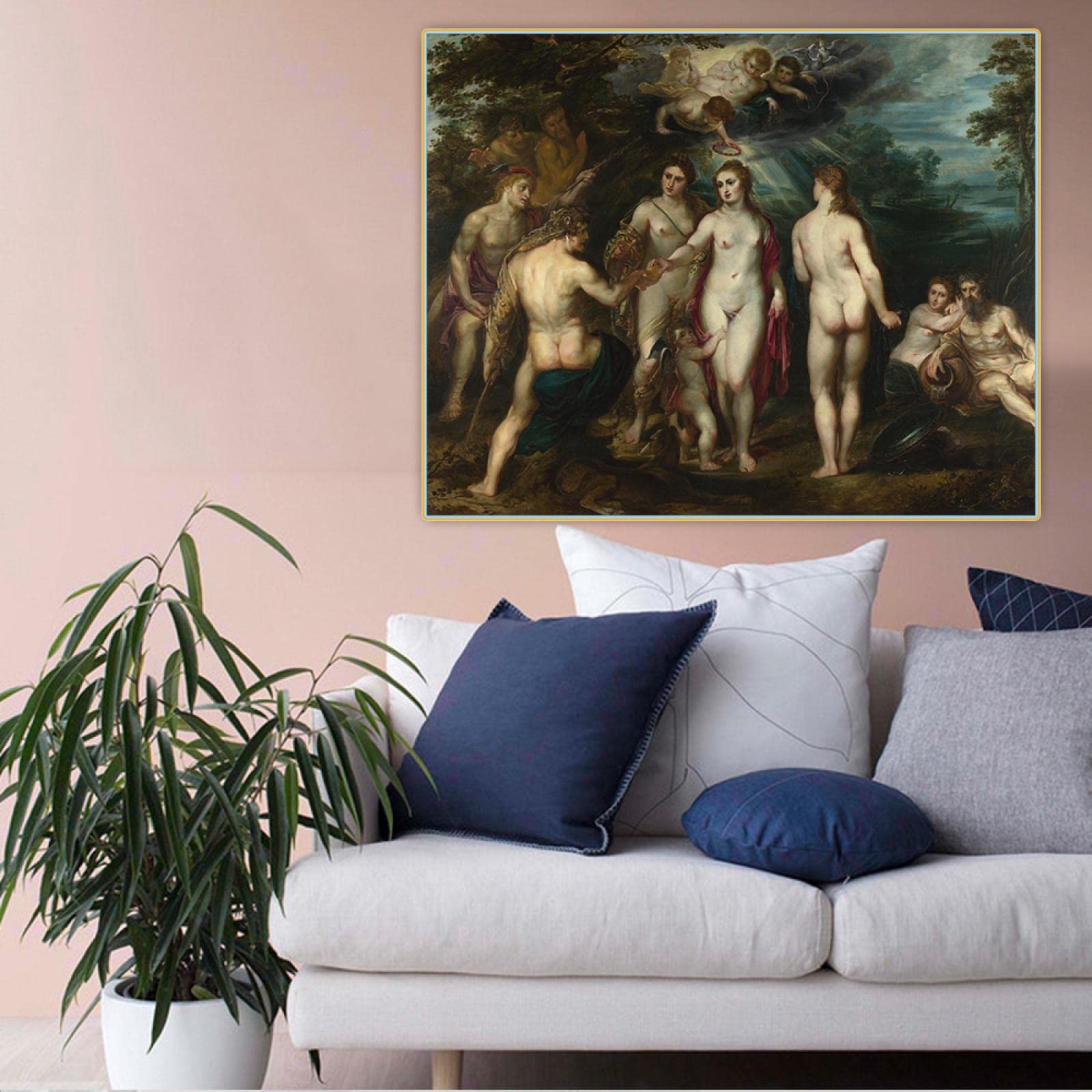 Znani artyści Peter Paul Rubens obraz na płótnie plakat artystyczny i druki-reprodukcje druk na płótnie - obrazy ścienne na płótnie do dekoracji salonu / (wyrok Paryża) 80 x 96 cm (81,3 x 96,5 cm)