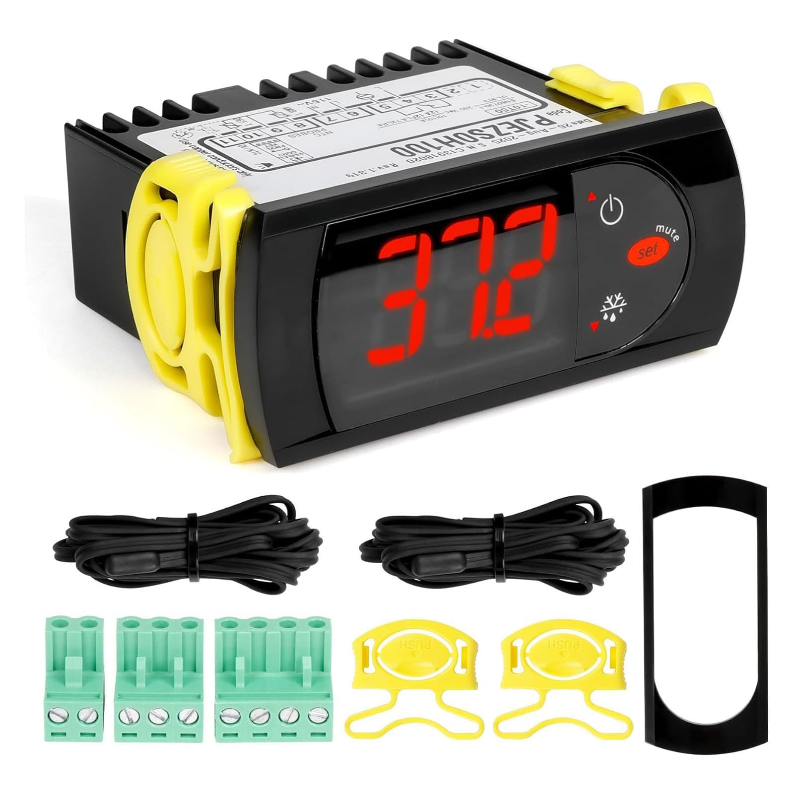 ljhnba Termostato con Doppie Sonde Regolatore Temperatura Precisione Ottimo per unità Refrigerazione Commerciali e Domestiche Termostato Digitale per Frigo