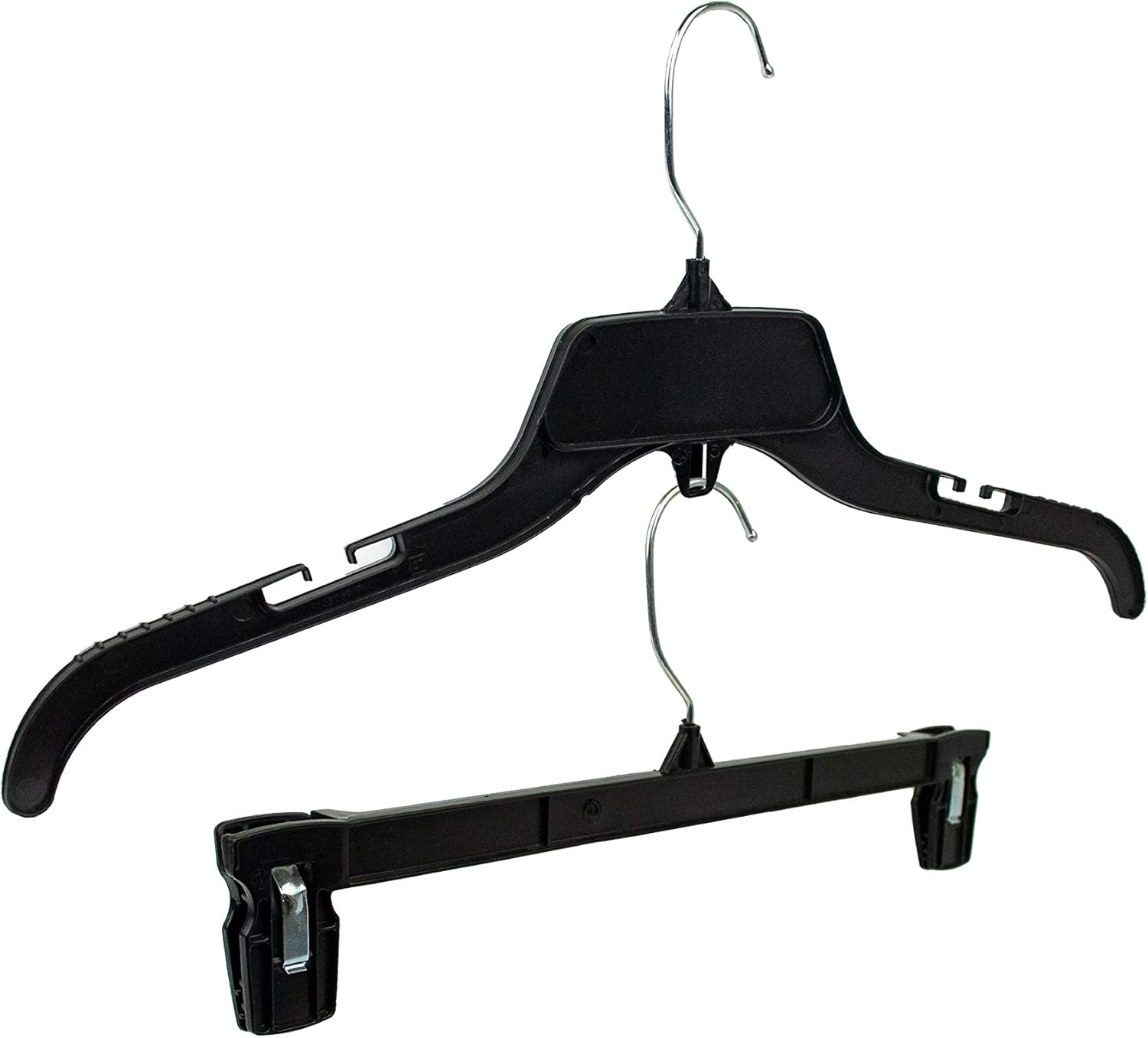 HangOn Shirt & Pants Hangers Combo Set Recycled Plastic, Black, 17 Inch & 12 Inch, 5 Each 10 Total - Image 2