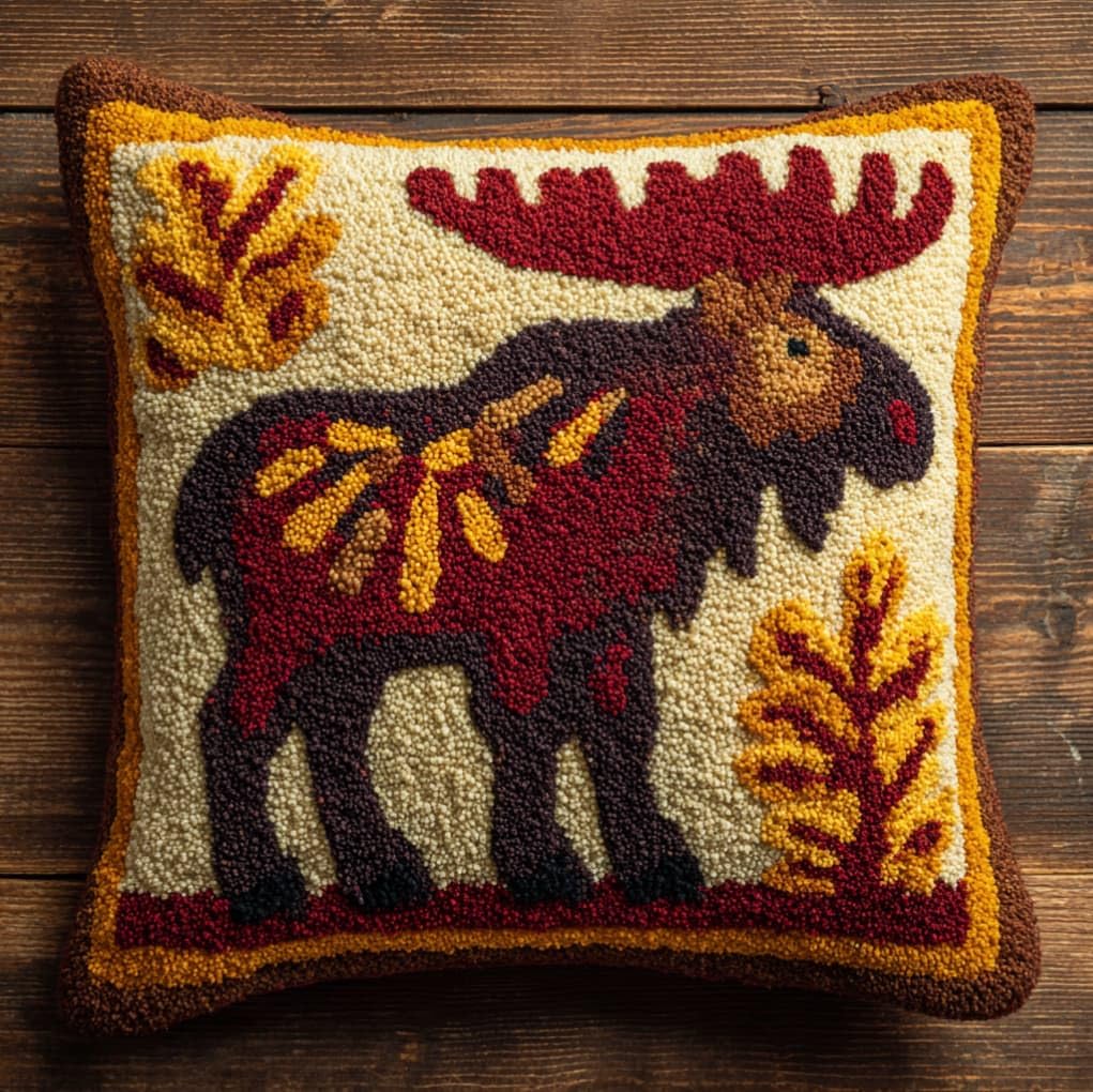 AxiangziK Pre-Printed Latch Hook Cushion Kits,Moose