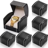 Eorbow 6 Packs Single Grid Watch Box with Pillow&comma; PU Leather Gift Case for Bracelet&comma; Jewelry Wristwatch Storage&comma; Watch Display Holder for Men and Women&comma; Single Watch Roll Organizer&comma; Black