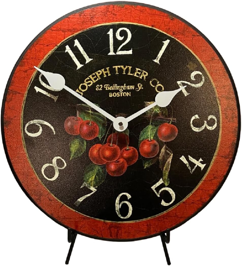Cherry, Large Wall Clock | Ultra Quiet Quartz Mechanism | Hand Made in USA Beautiful Crisp Lasting Color | Comes in 8 Sizes | 10-Inch