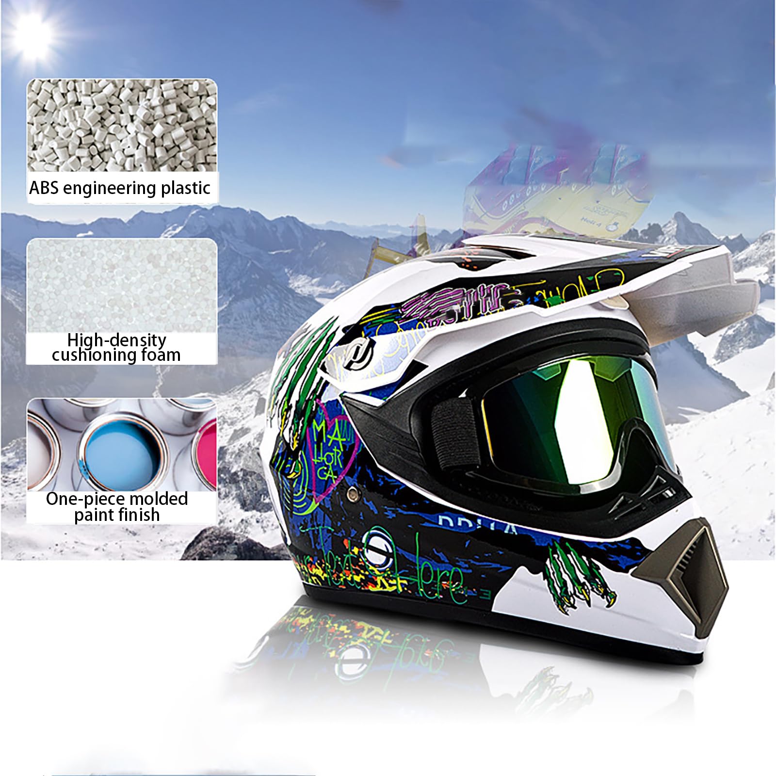 Kask Motocrossowy Z Pełną Twarzą Dla Dzieci I Dorosłych - MTB, Motocykl Terenowy, Z Goglami, Rękawicami I Maską - Młodzieżowy Kask Ochronny Do Jazdy Terenowej BMX