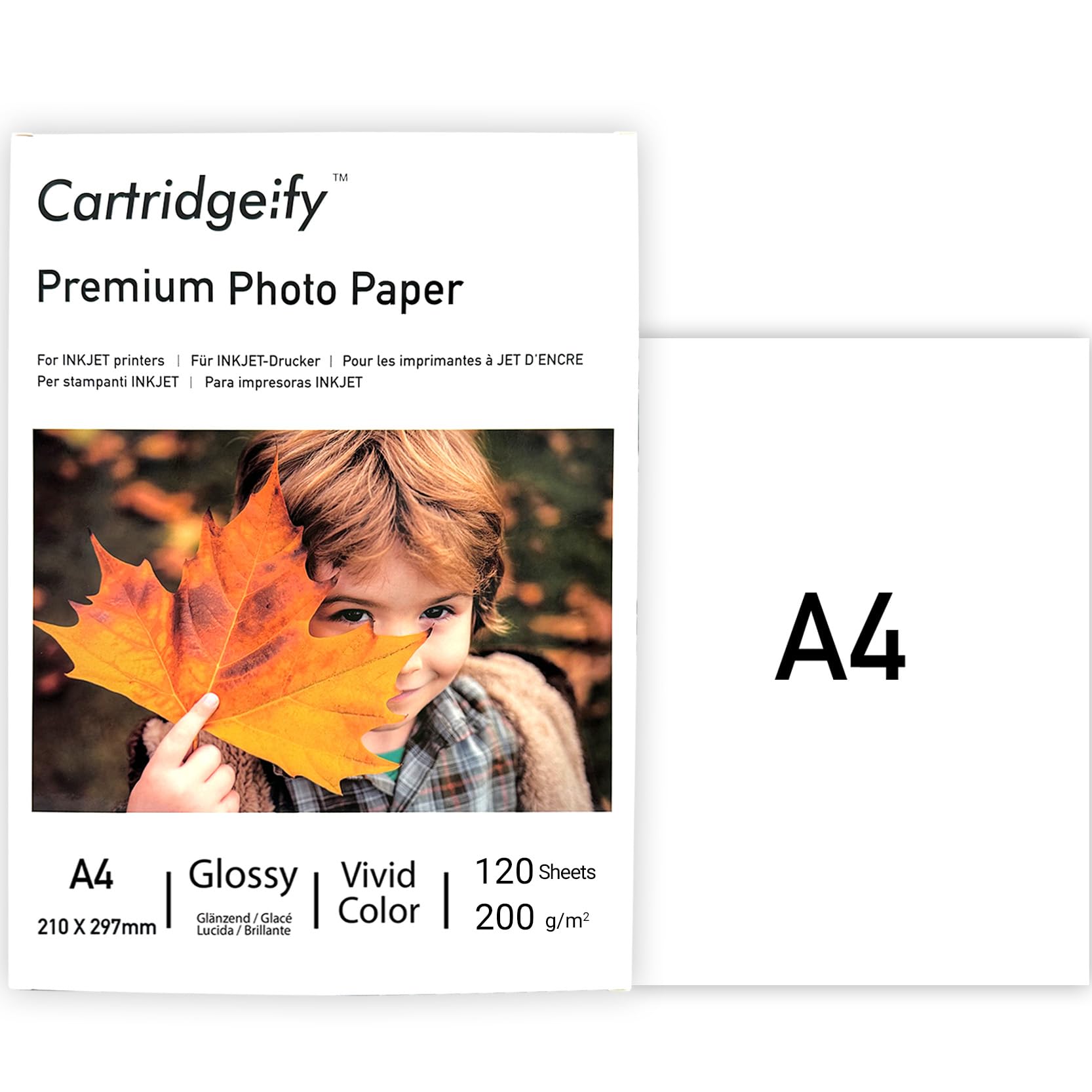 Cartridgeify Inkjet High Gloss Photo Paper A4 200gsm 120 Sheets for Canon HP Epson Brother Inkjet Printers