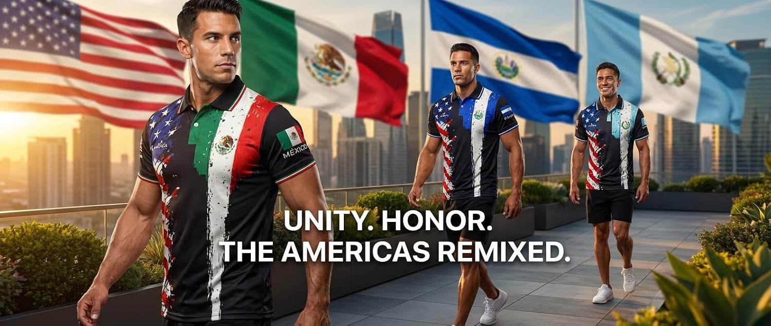 fox & fury World Heritage Nations Collared Soccer Jersey – USA Split Polo Collar Flag Shirt 2026 – Fans Cup Men Women Unisex