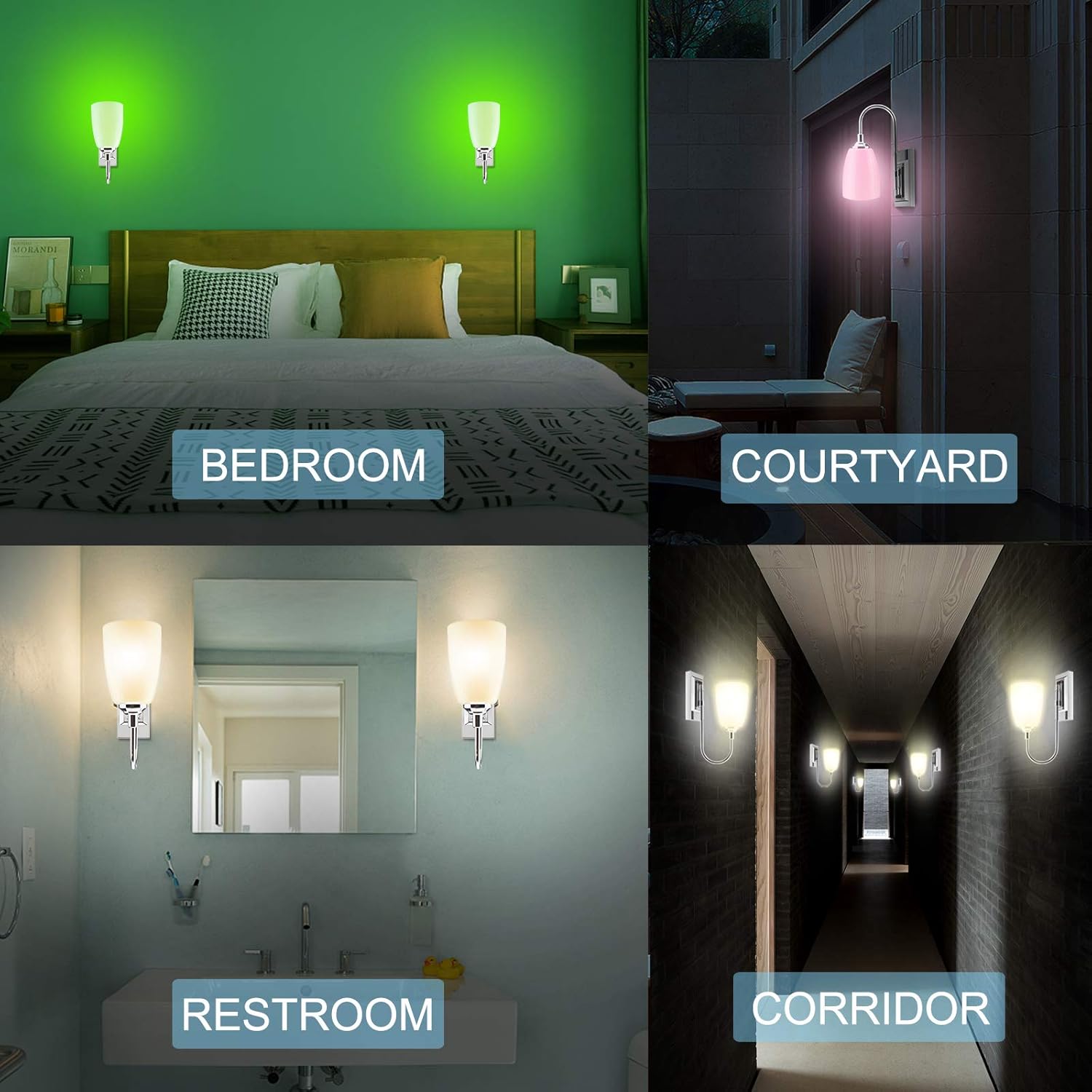 LUXSWAY 12 Colors Changing Wall Lamp, Dimmable Up Down Wall Sconce Night Light, Over Bed Headboard Light for Bedroom Hallway Home Decor- 2Pack