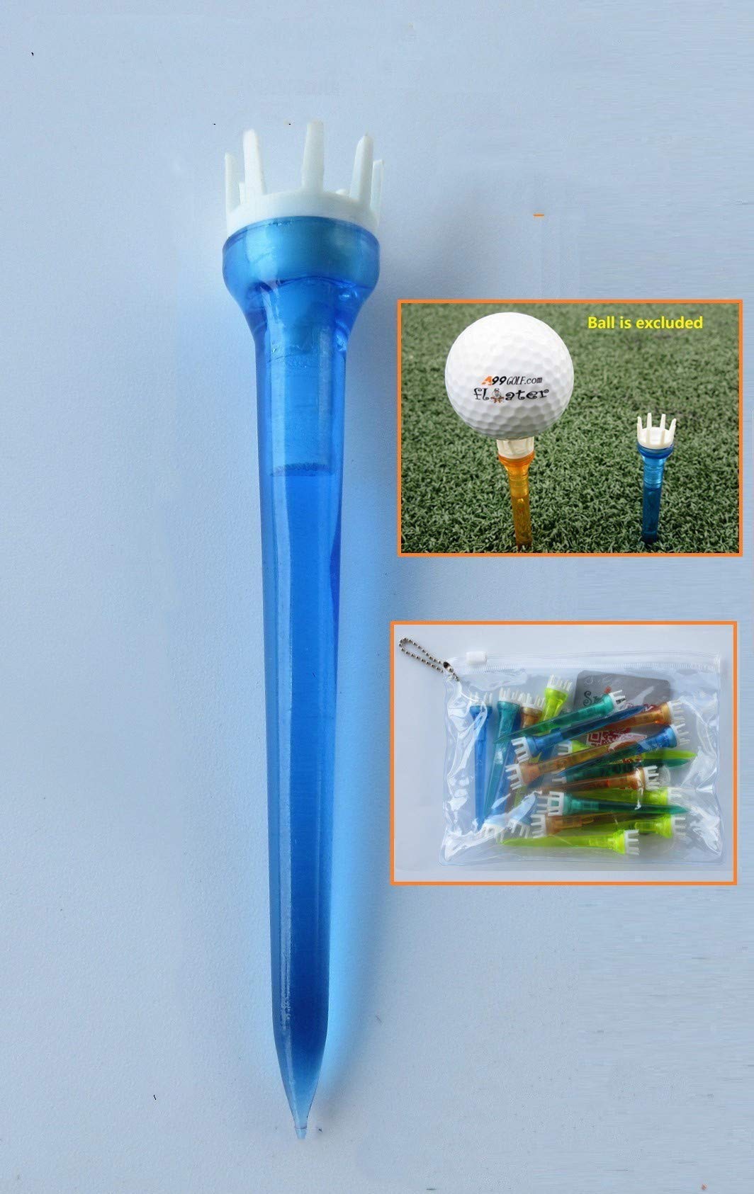 20pcs A99 Golf Crown Top Booster Tees 3" (78mm) Long No Friction Mixed Color