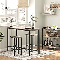 Vista 2 de HOOBRO Bar Table and Chairs Set, 47.2” Rectangular Pub Table with 2 Stools for Small Space, High Top Table, 3-Piece Breakfast Set, Sturdy Metal