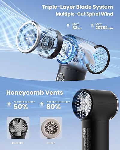 Miniatura 4 de Gaiatop Mini ventilador de mano portátil, 4000 mAh 15 horas de funcionamiento máximo ventilador turbo personal tamaño de bolsillo, ventilador de