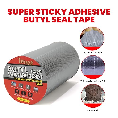 Miniatura 8 de TAPEBEAR Cinta de butilo impermeable de 6 pulgadas x 16 pies, cinta de aluminio mejorada resistente para reparación de caravanas, toldos, ventanas,