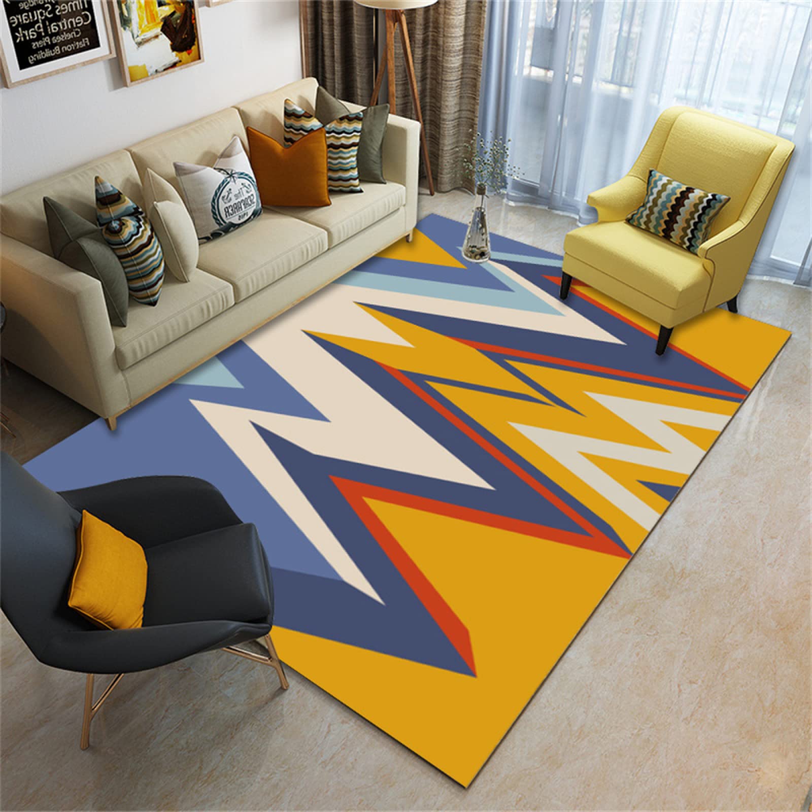 Tapis moelleux antidérapant 60x120 cm lavable et résistant pour salon