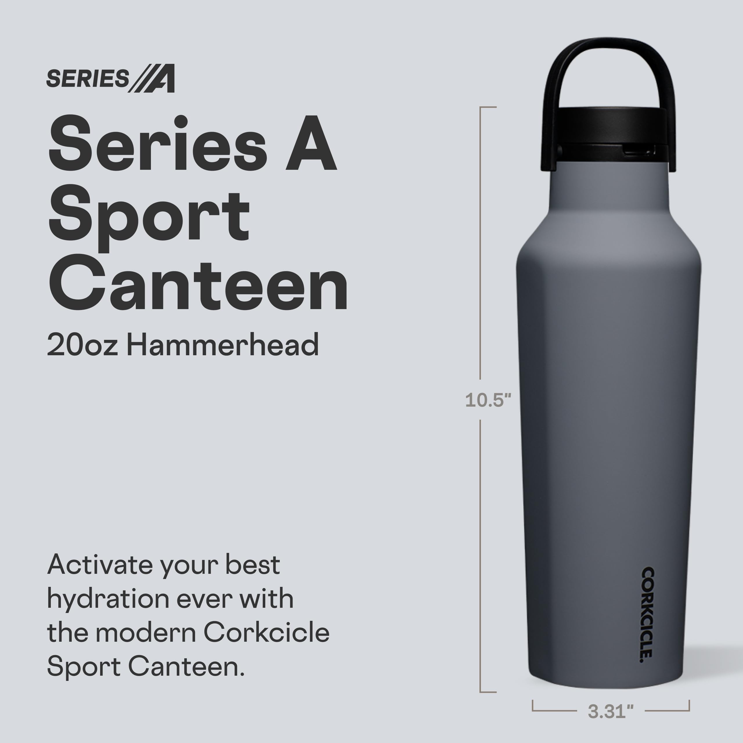 Corkcicle Sport Canteen – hält Getränke 25 Stunden kalt – Edelstahl-Wasserflasche – dreifach isoliert – auslaufsicher – Sommer-Trinkgeschirr – hält Getränke eiskalt – 590 ml – Hammerhead