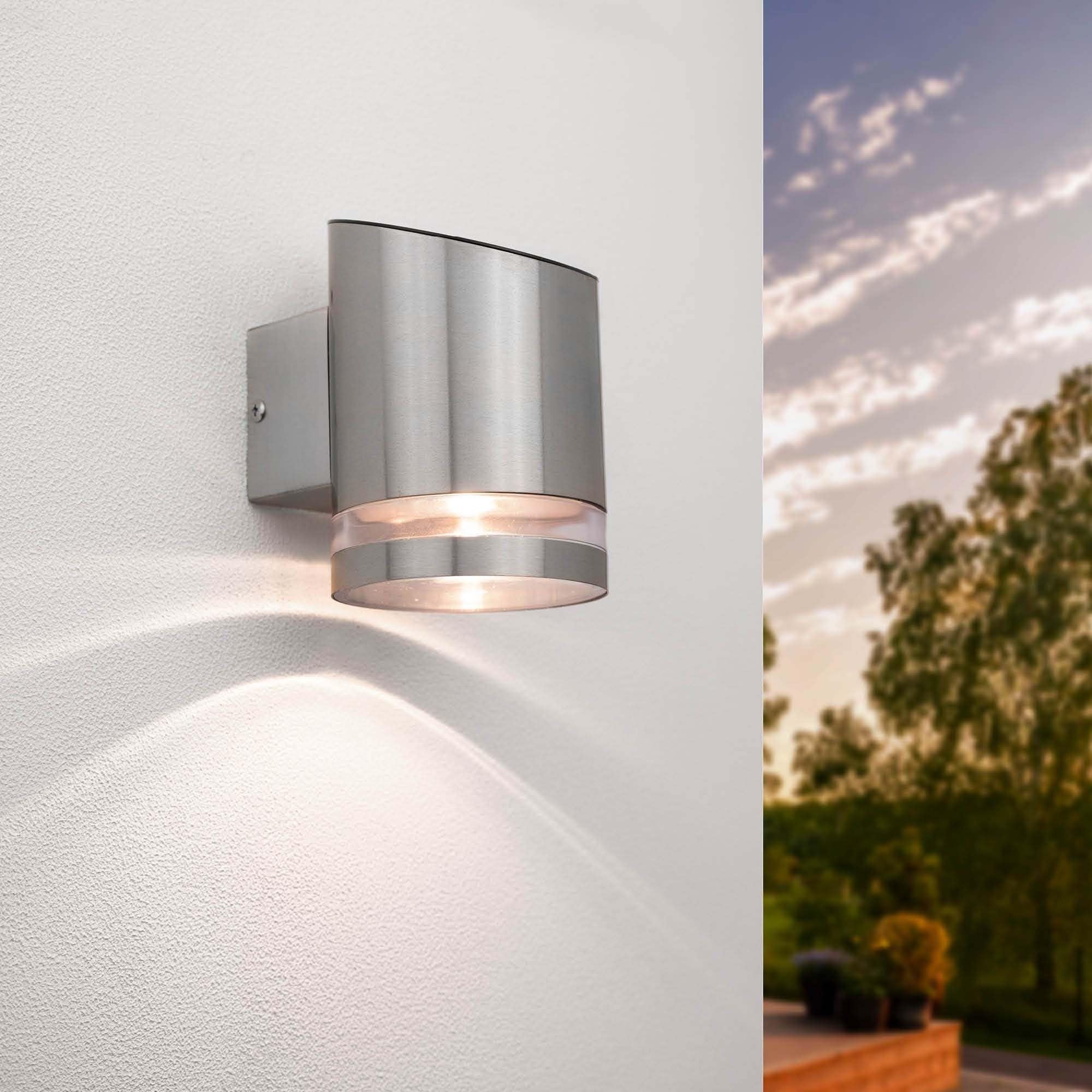 Ledvion - Solar Wall Lamp Elara, Stainless Steel, 3000K, IP44, LED LampOutdoor Lighting, Solar Lamp, Mood Lamp