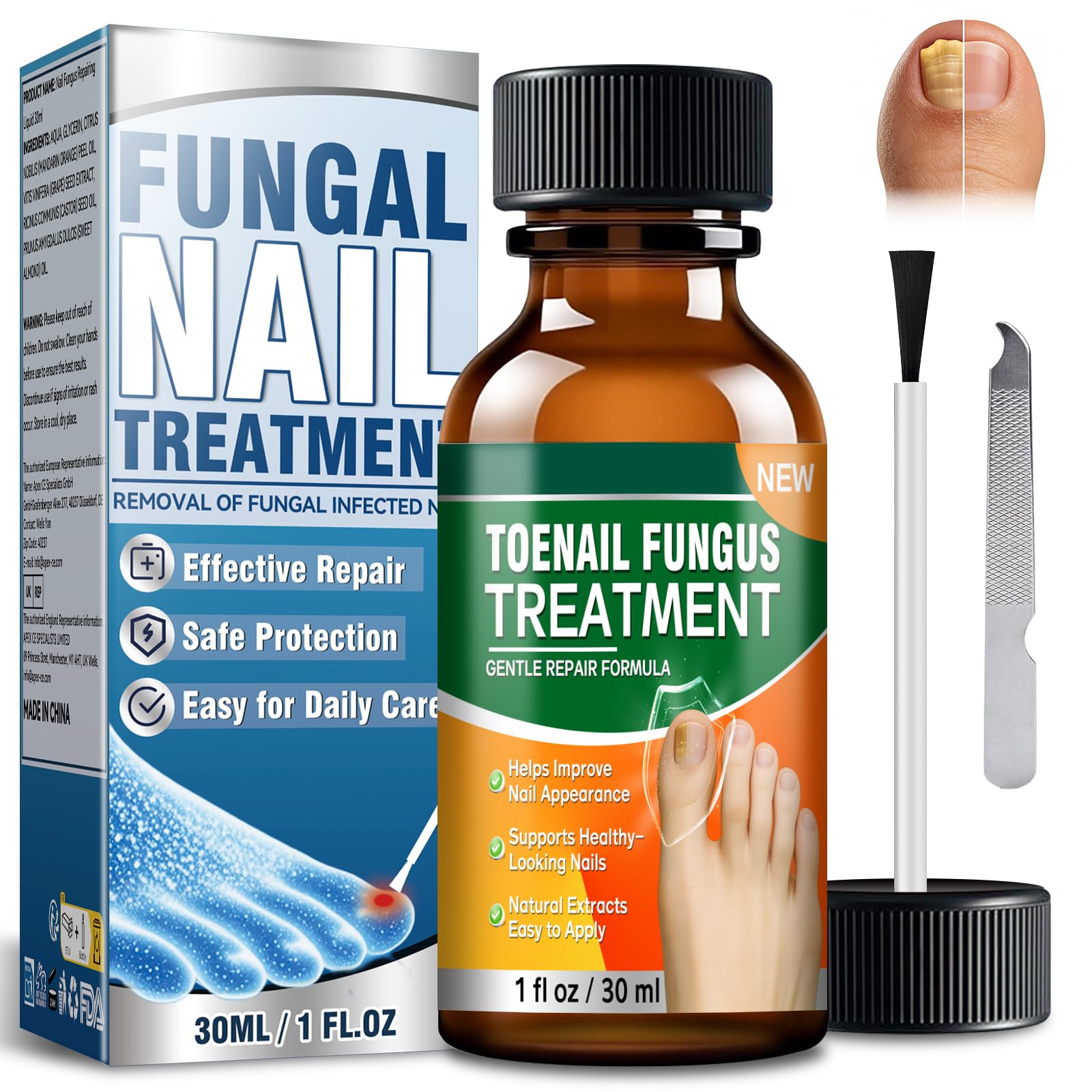 Micosi Unghie Piede Trattamento, Trattamento Funghi Unghie Piedi, Antimicotico Unghie Piedi Liquido, Migliora Unghie Spesse, Fragili, Rotte e Scolorite, Trattamento Rigenerante per Crescita Unghie