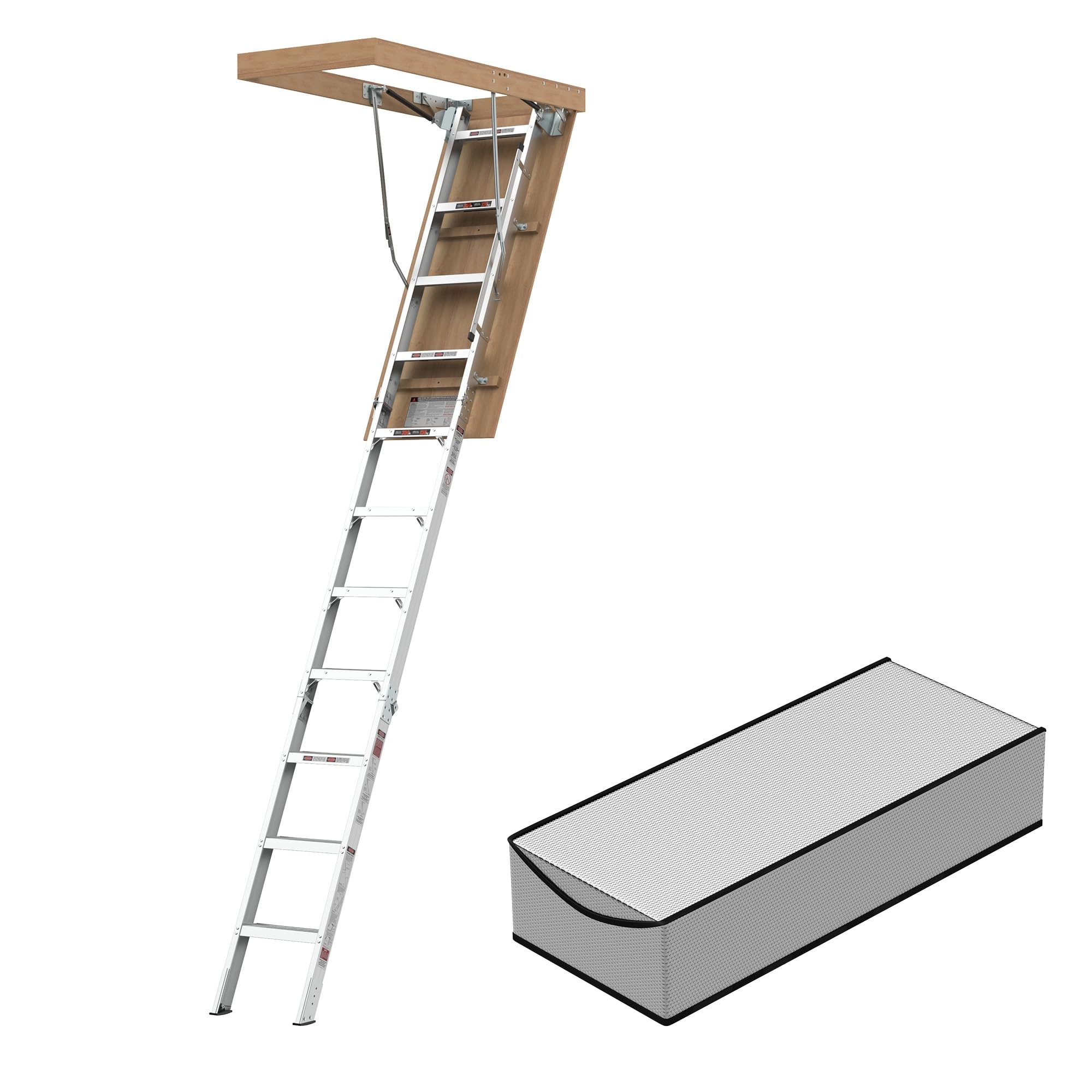 WIILAYOK Aluminum Attic Ladder with Insulation Cover
