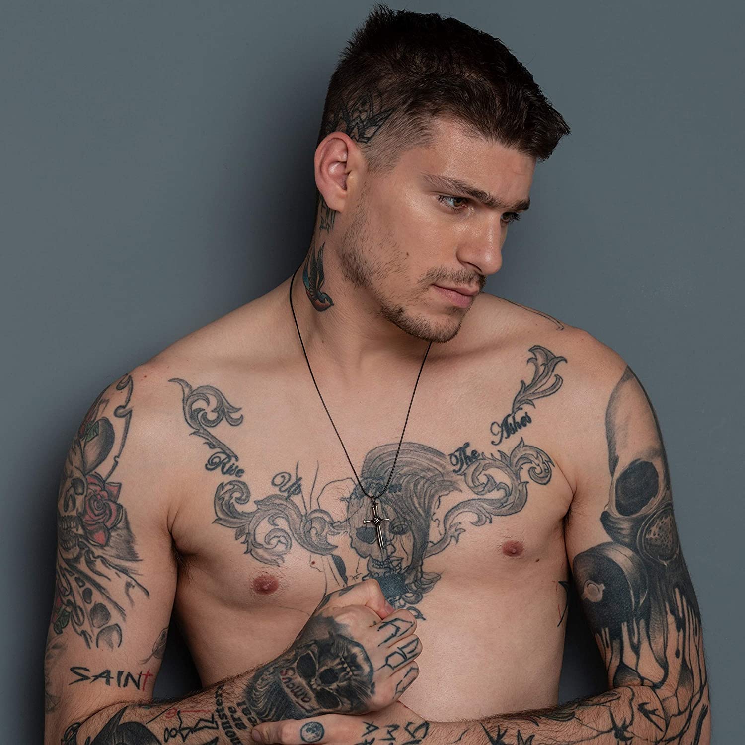 Handmade geschenk für ihn 925 Sterling Silber Kreuz Halskette für Männer Anhängerr für Männer Nagel Kreuz Anhängerr Kreuz Anhängerr Kette Gothic Punk Rock Schmuck Männer