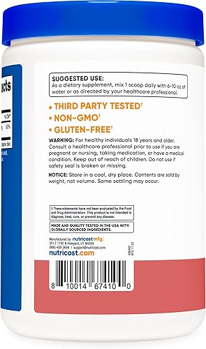 Miniatura 4 de Nutricost Citrato de magnesio en polvo (limonada de frambuesa, 17.64 oz)