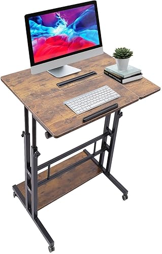 Escritorio de computadora de uso múltiple, escritorio de trabajo pequeño de altura ajustable, mesa 4 en 1 para dormitorios, estudios, salas de estar