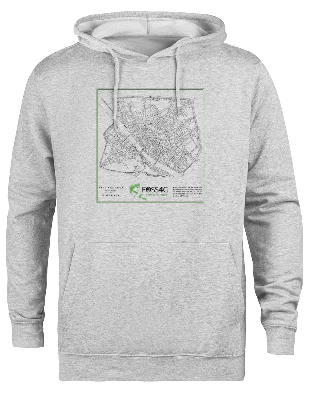 Foss4g 2022 Firenze Felpa con Cappuccio Grigia Unisex Giacca con Cappuccio Ecologica