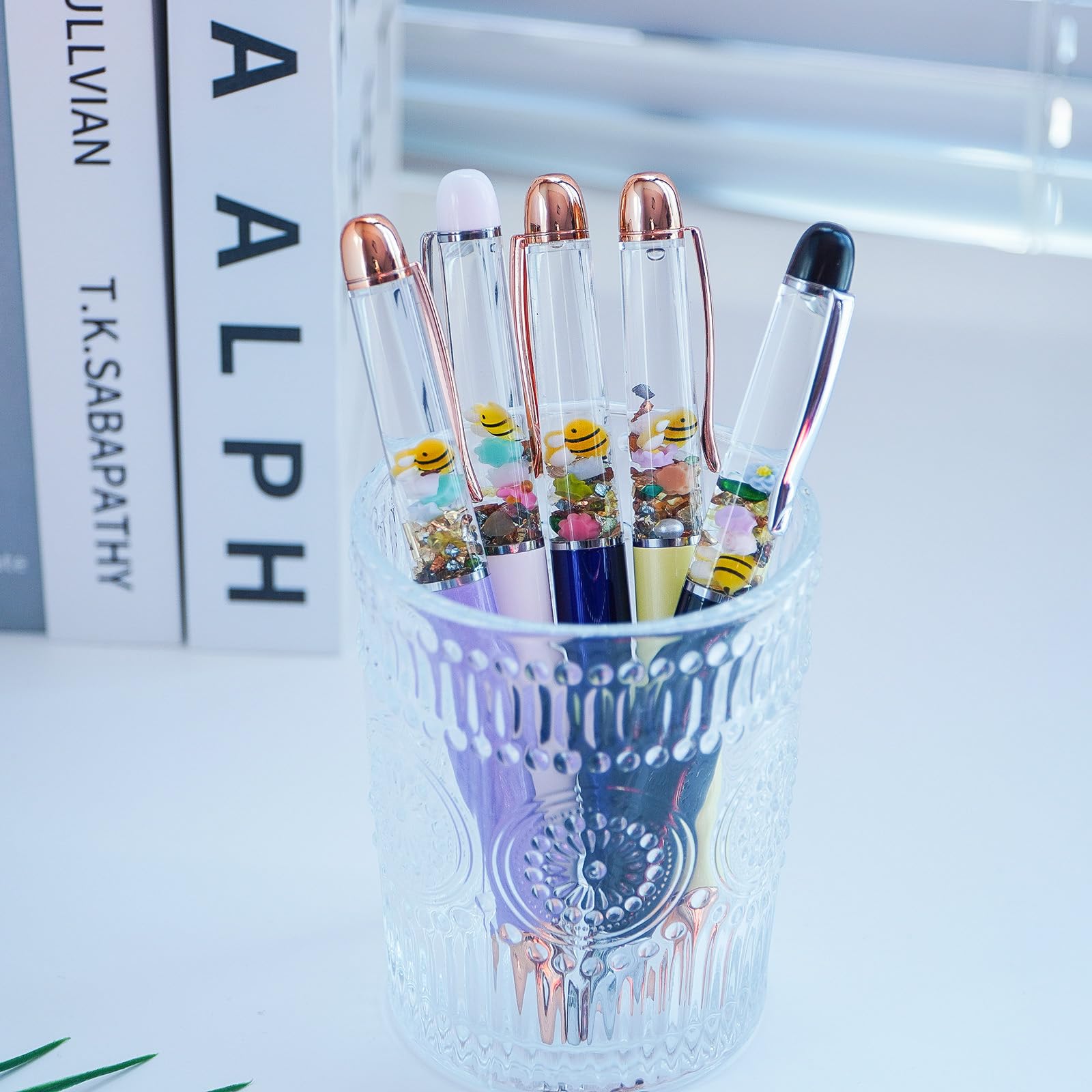 Sikyby Bee Cute 3D Floater Liquid Writing Journaling Office Pen Unique Gifts Set of 5 Pens, 1 count (Pack of 5) - Image 4