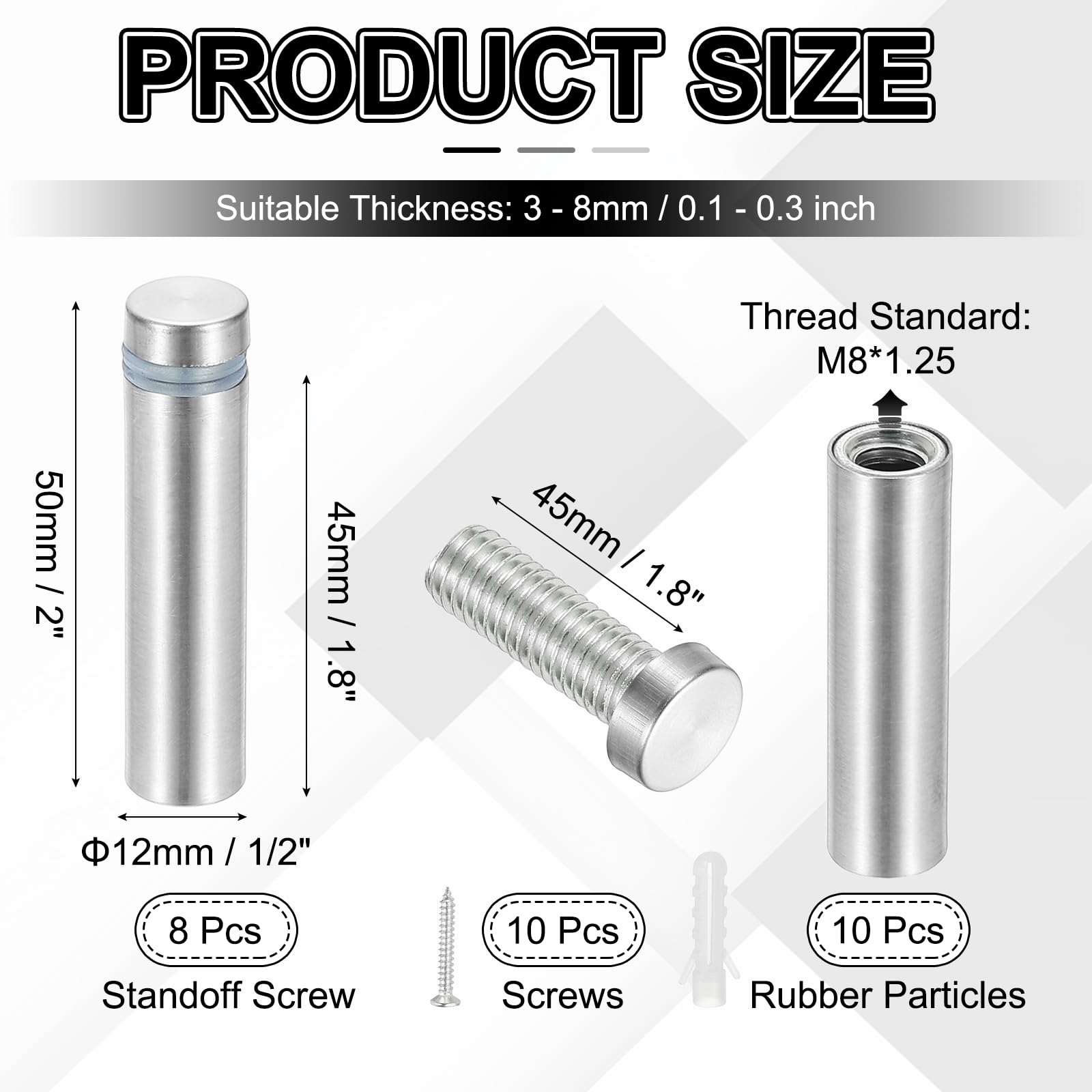 PATIKIL 1/2x2" Standoff Screws - Image 2