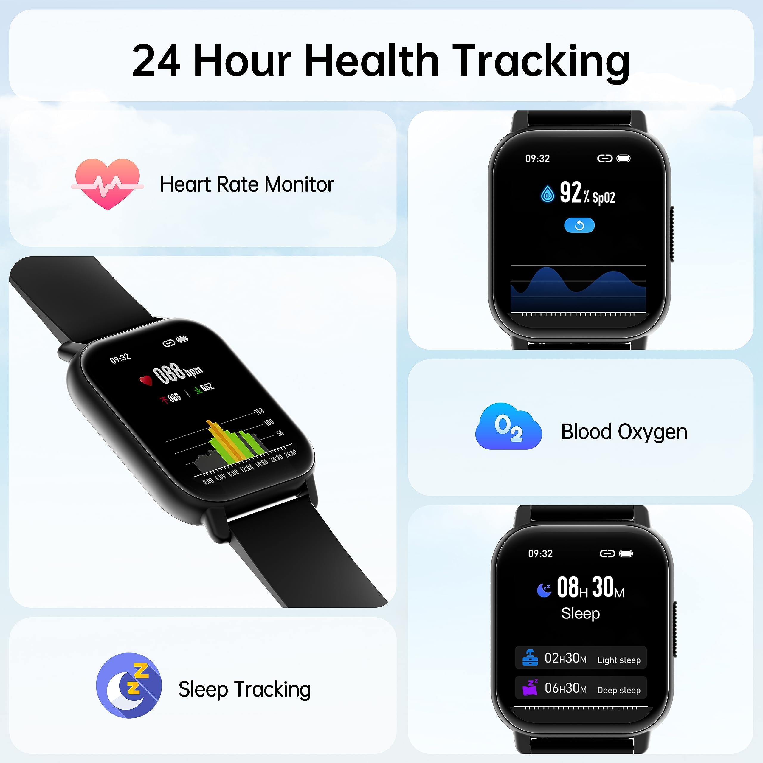 Smartwatch Uomo Donna con Effettua o Risposta Chiamate, 1.85" Orologio Smartwatch Contapassi/Sonno/Cardiofrequenzimetro, 110+ Modalità Sportivo Smart Watch, IP68 Orologio Fitness per Android iOS