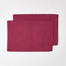 HOMESCAPES Set of 2 Wine Red Cotton Ribbed Placemats Rectangular Fabric Placemats Washable Placemats