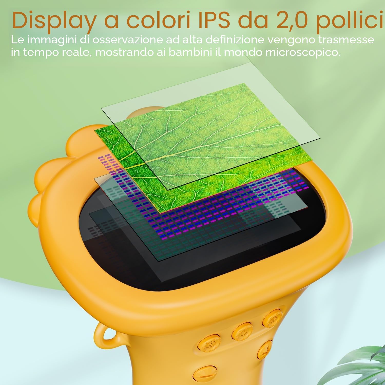 Microscopio per Bambini, SGAINUL Microscopio Digitale da 2.0‘’ Microscope Elettronico Portatile 1000X con 8 luci LED Regolabili, Adatto come regalo di Natale, Compleanno o Capodannodai 3 agli 8 anni
