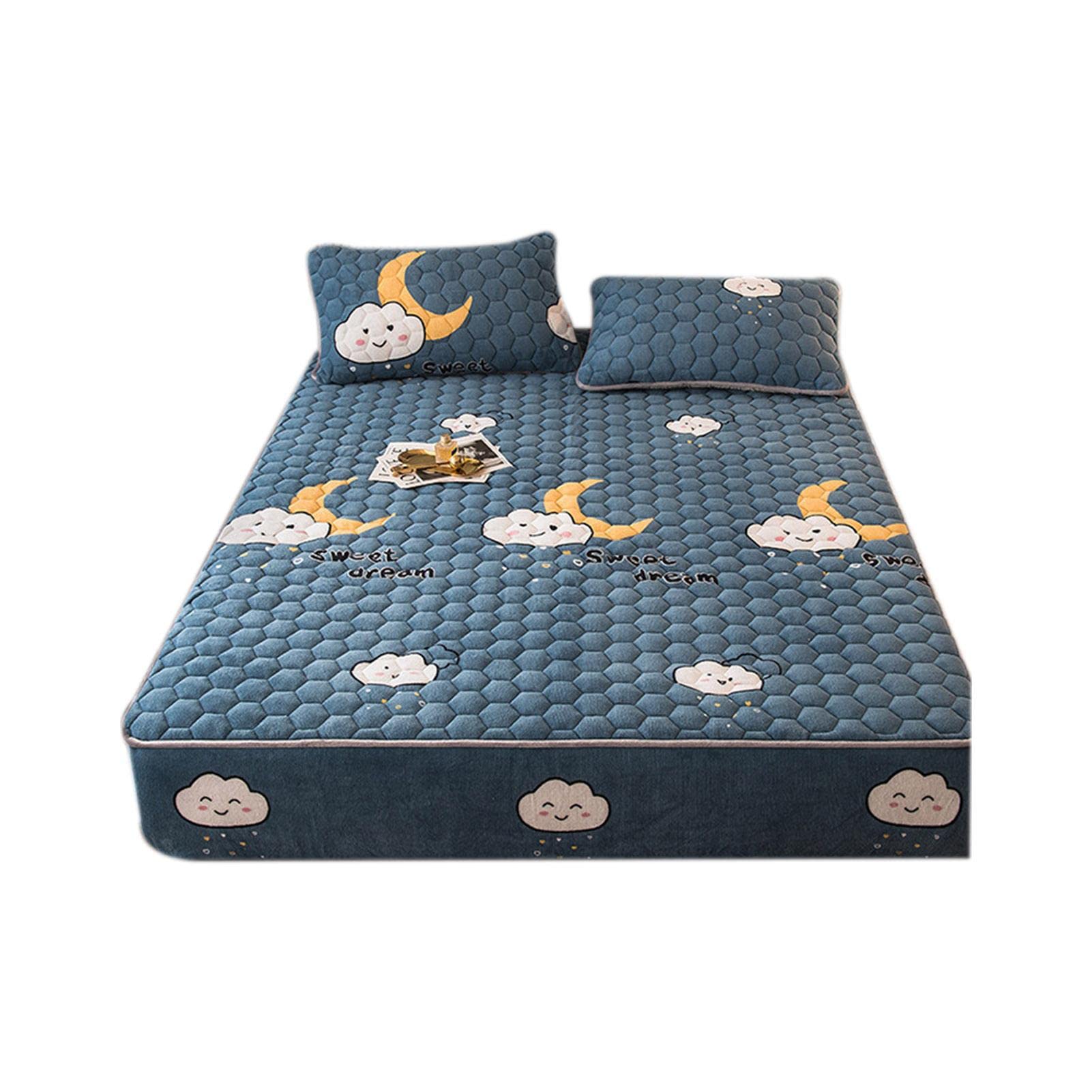 Paradesour Winter Warm Fitted Sheet, Quilted Elastic Mattress Cover Double Elastic King Sheet Set, Bed Sheet Cover With Deep Pocket,3 Layer Dust Proof Fitted Sheet For Bed And Pillow