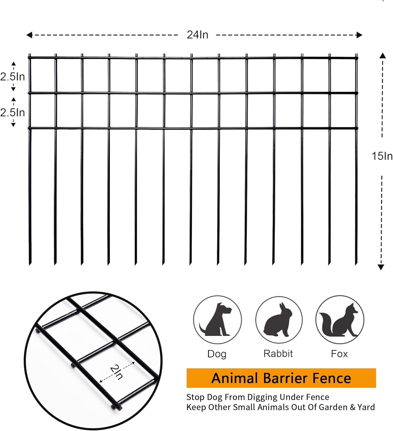 Buy 10 Pack No Dig Animal Barrier Fence,2 Inch Spike Spacing Dog