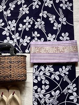 Amazon.co.jp: 竺仙 浴衣 萩 帯も可能 オーダー品 身丈 肩から