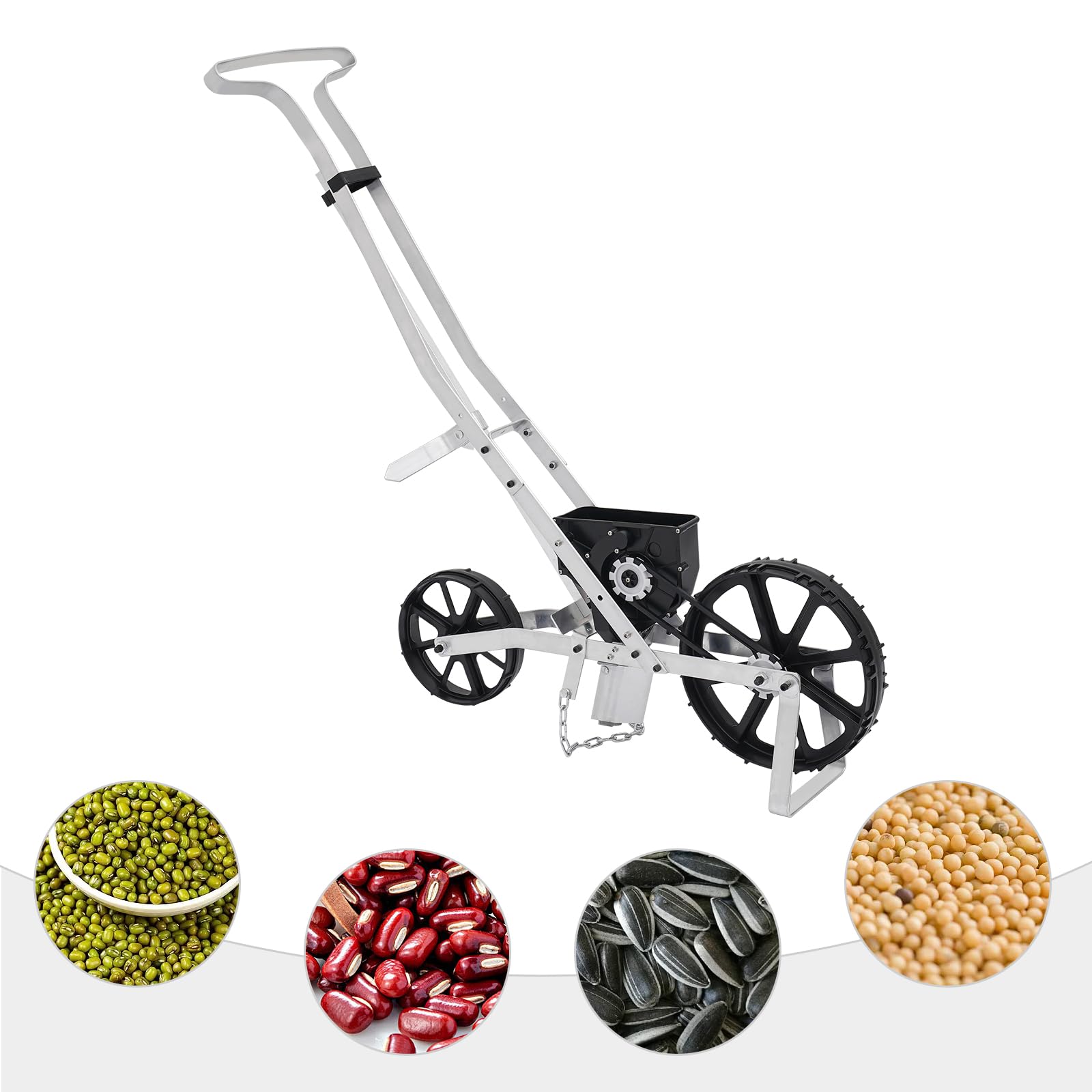 Sembradora de jardín de aluminio, sembradora manual, máquina de perforación de grano único, esparcidor de jardín para semillas como maíz, puerro, espinacas, zanahorias