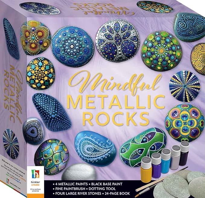 Hinkler - Mindful Metallic Rocks - Rock Painting Starter Kit - Relaxing ...