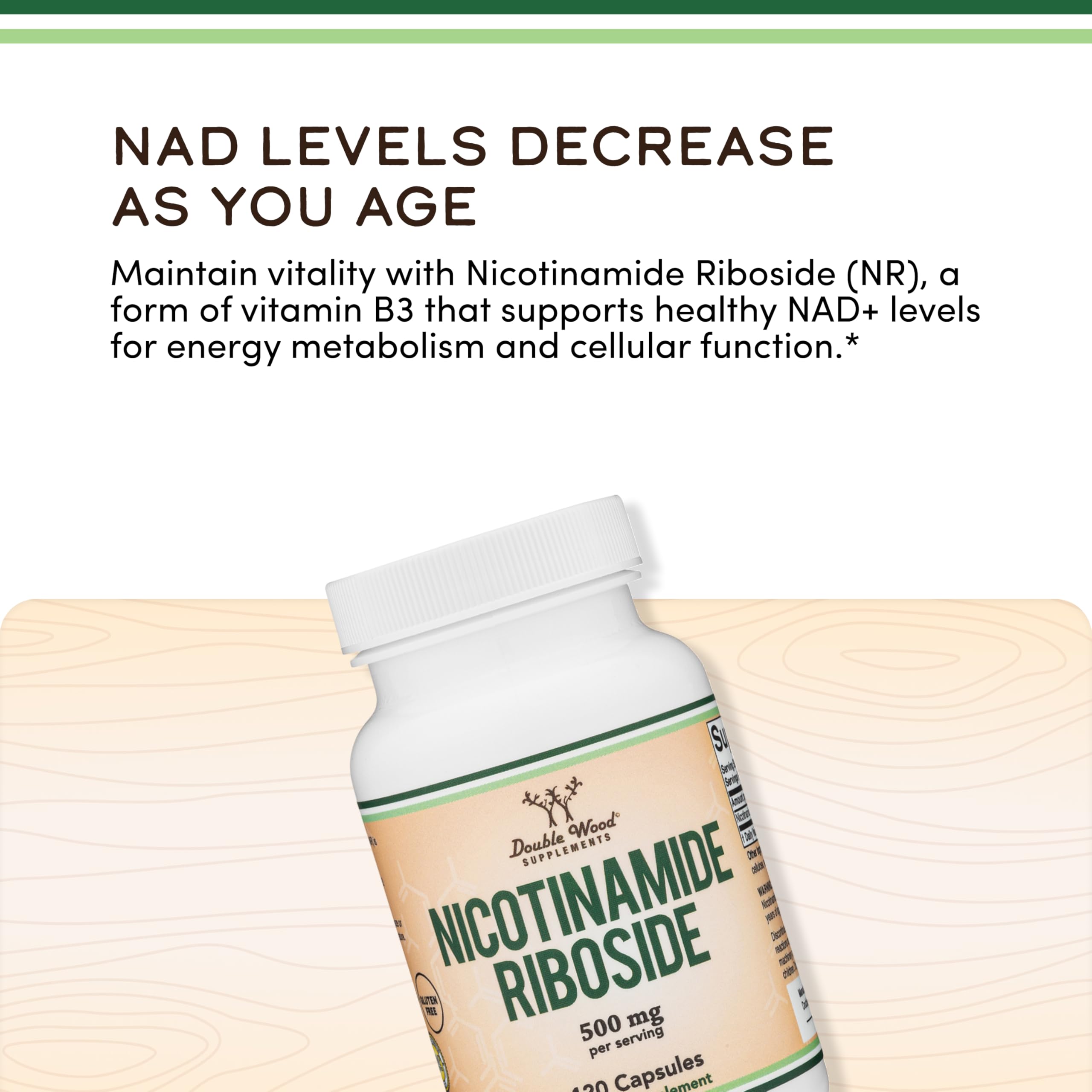Nicotinamide Riboside - NAD Supplement to Boost Levels of NAD+ by Double Wood — Amazon image 4