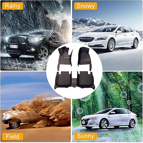 Miniatura 8 de Tapetes personalizables para suelo de automóvil, cobertura completa frontal y trasera, cuero PU con patrón de diamante, todos los climas, para SUV,