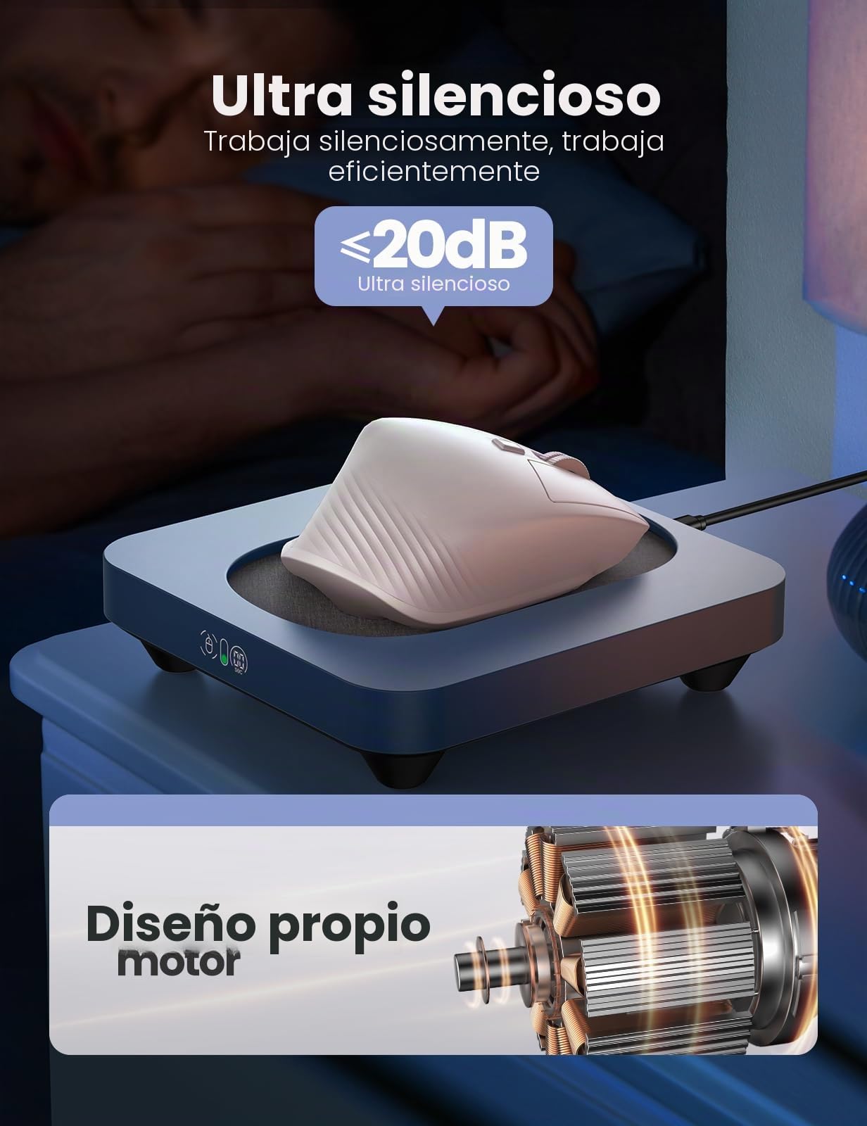 Vaydeer Ratón Giradiscos Agrandado, Máximo 3 Mecedora de Ratón con Intervalos Ajustables Botones de Fácil Uso y Pantalla LED Sacudedor de Ratón para Mantener Tu PC Despierta