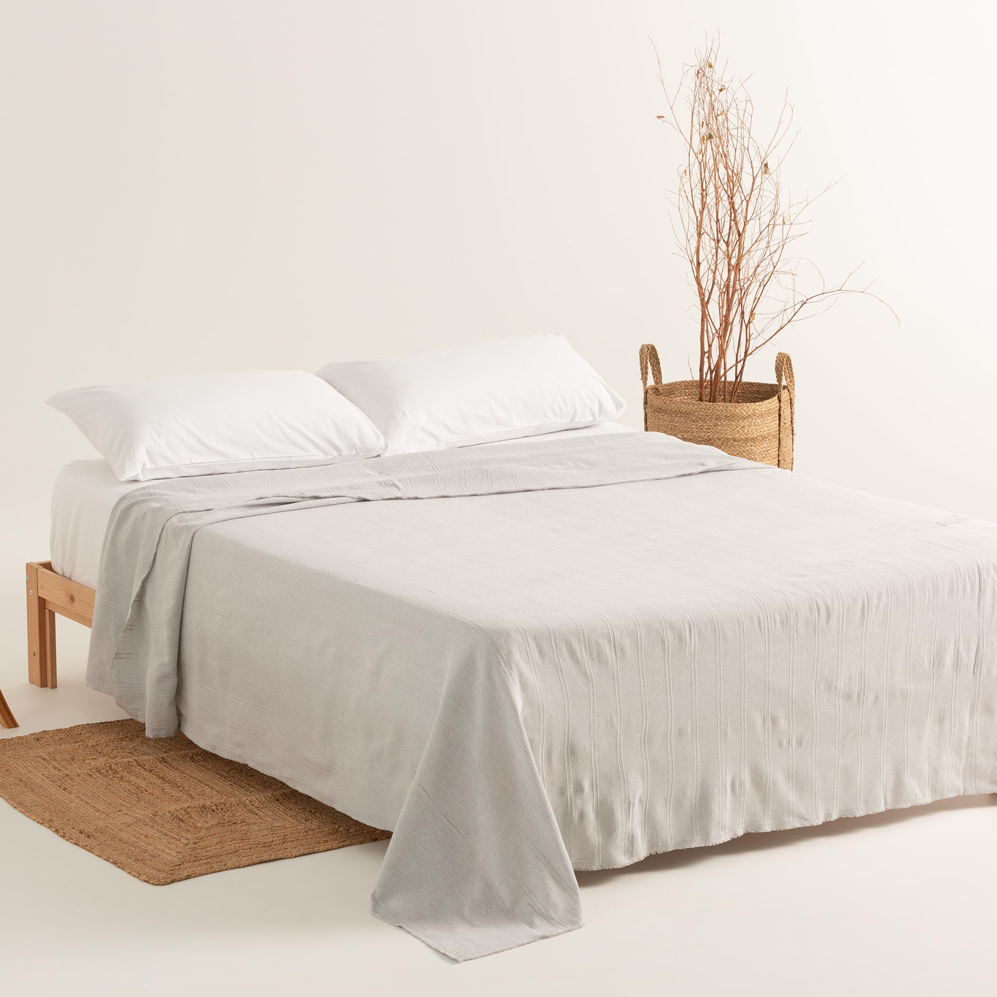 GAMUSI Funda sofá 2 plazas Multiusos, Colcha Cama 90/105 cm, Jarapa Foulard cubrecama Mantas de Sofa Suave Resistente Liso - 180x280 cm, Gris Claro