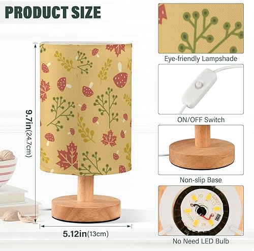 Miniatura 3 de Led Night Light Light Table Lamp Retro Autumn Leaves Safari Mushroom Lamps for Girls Bedroom