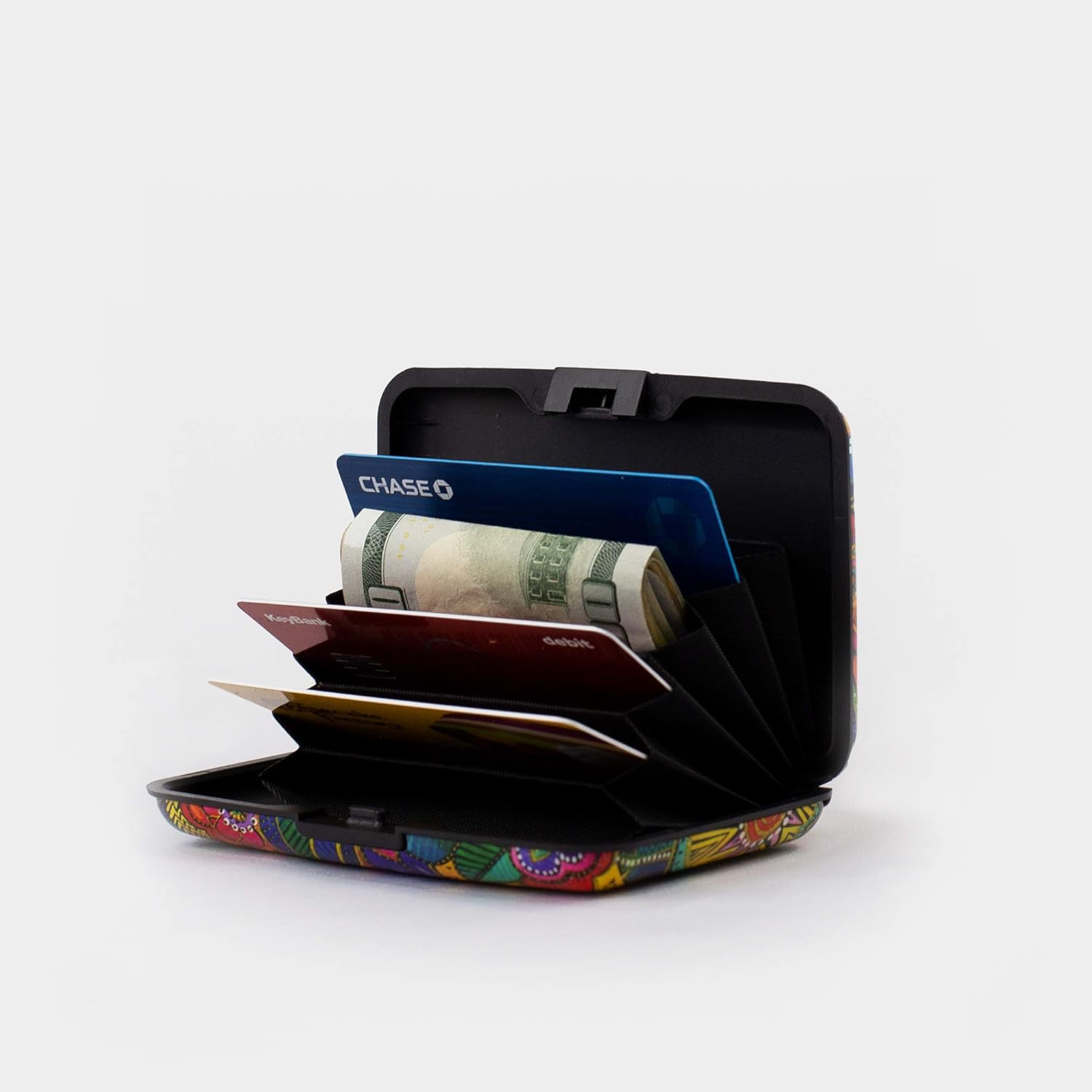 Monarque Armored Wallet Credit Card Case with RFID Data Theft Protection (Sunflower On Black) - Image 2