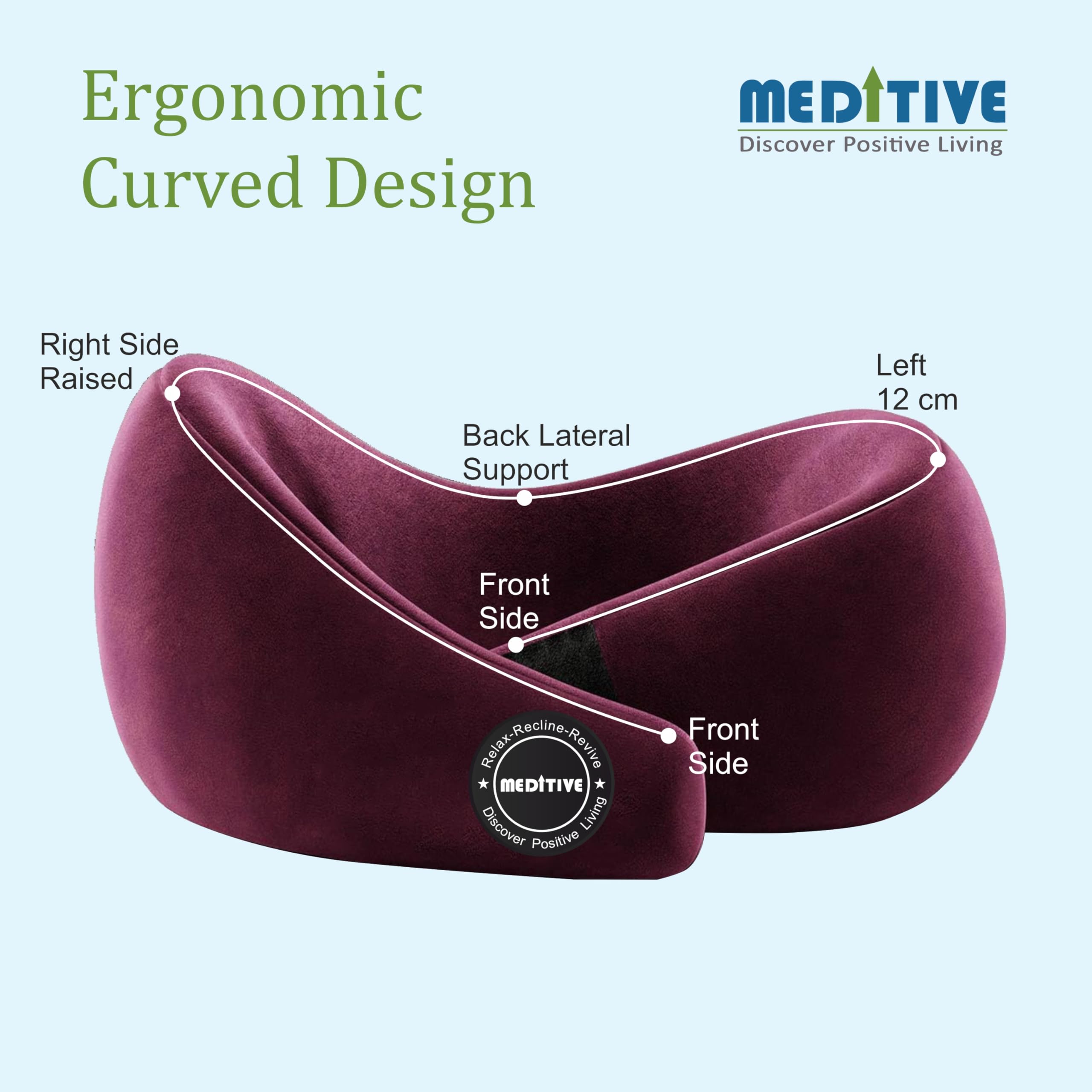 MEDITIVE Memory Foam Neck Pillow for Travel Neck Protection Arm Rest Foldable with Carry Bag (Pink)