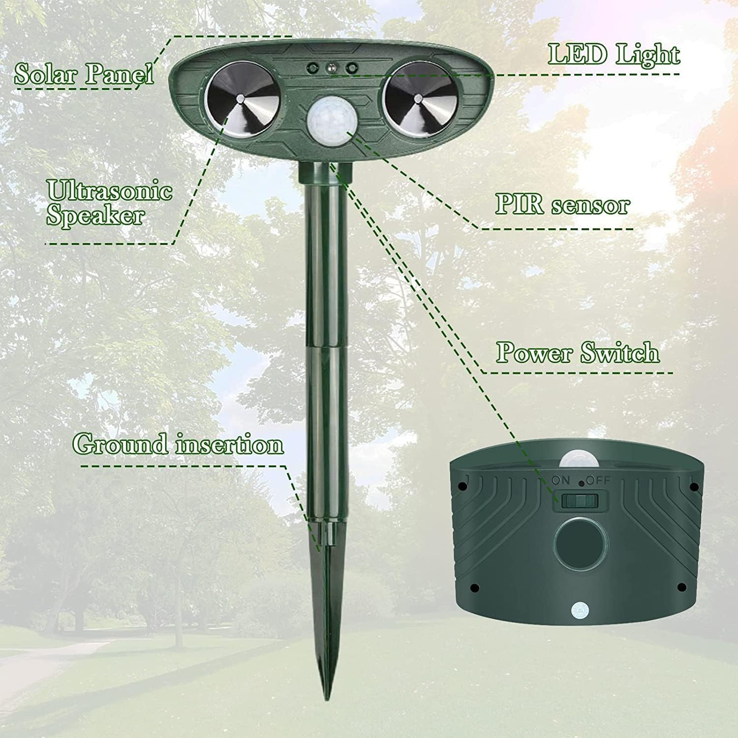 Repulsif Chat Solaire, Répulsif Chat Ultrason 3 Modes, Solaire et USB Répulsif Animaux, Imperméable IP54 Repulsif Chat Exterieur pour Anti Chats Chiens Souris Ratons Animaux de Jardin