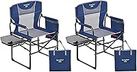 Vista 23 de SUNNYFEEL Silla de directores de camping, resistente, silla plegable portátil de gran tamaño con mesa auxiliar, bolsillo para playa, pesca, viaje