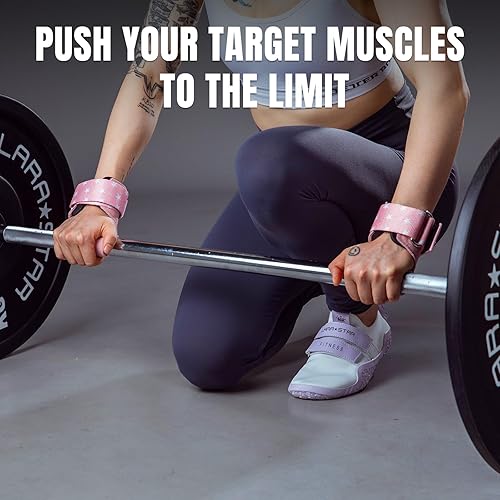 Vista 4 de MANUEKLEAR Gym Straps Weight Lifting, Double Leather Lifting Straps for Men Deadlift with Cushion Wrist Loop, Gym Lifting Wrist Wraps for